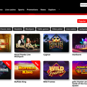Royal Panda Casino game selection